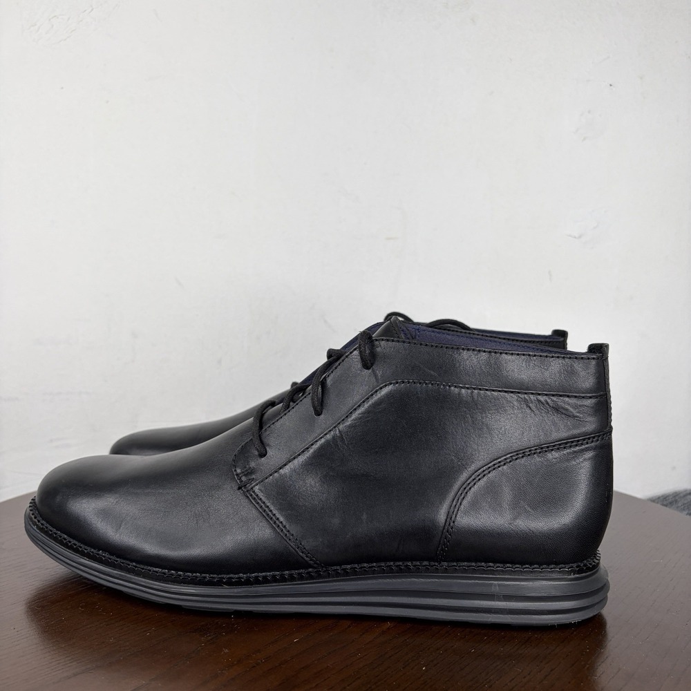 Cole Haan OriginalGrand Chukka Boots Men's 13M Black Leather Lace Up Comfort